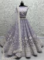 Net Lavender Wedding Wear Zircon Work Lehenga Choli